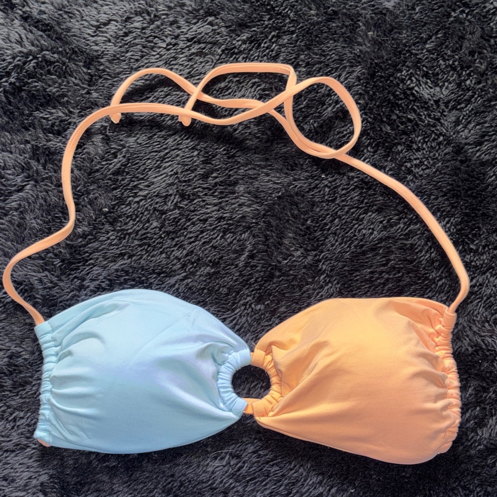 L*SPACE Orange and Blue Bikini Top